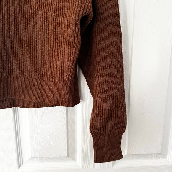 J. Crew Ribbed Mock Neck Turtleneck Sweater Stretch Yarn Brown BV348 Size Medium - Picture 6 of 10